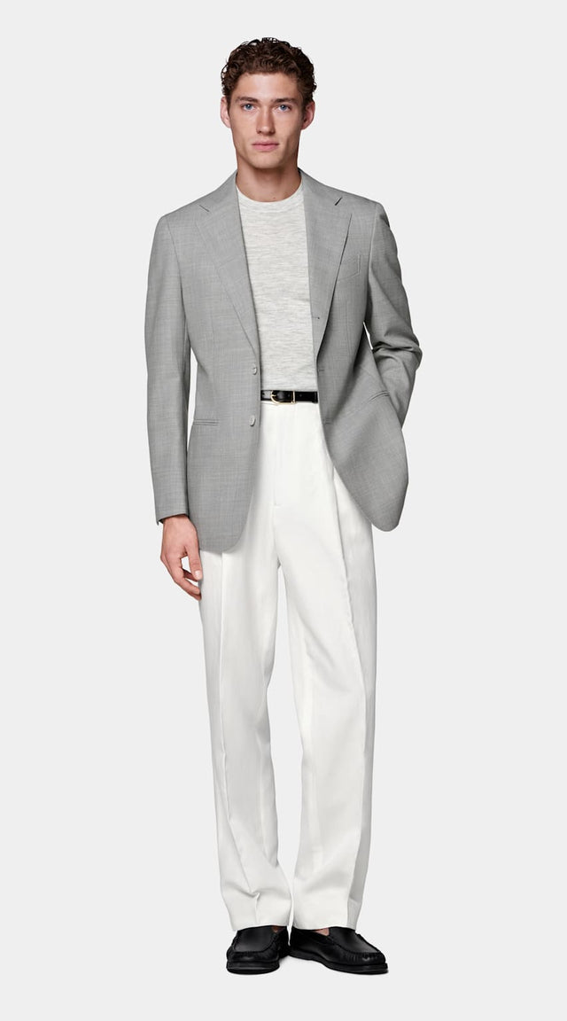 Light Grey Tailored Fit Havana Suit Jacket