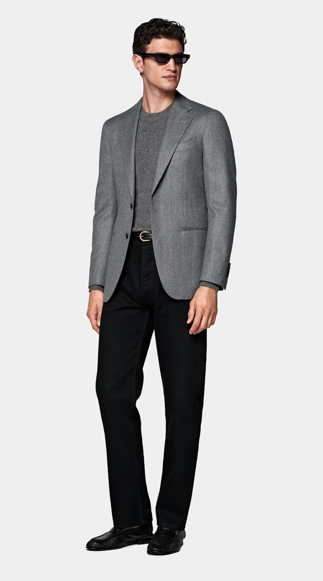 Mid Grey Tailored Fit Havana Suit Jacket