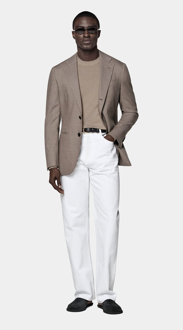 Taupe Tailored Fit Havana Suit Jacket