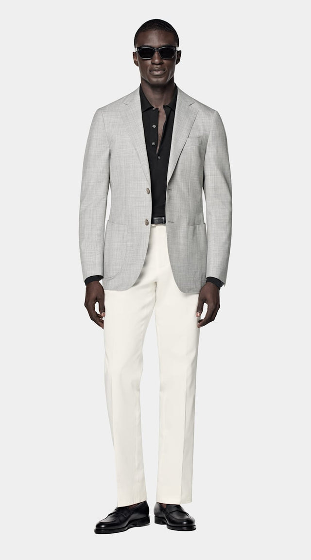 Light Grey Perennial Tailored Fit Havana Suit Jacket