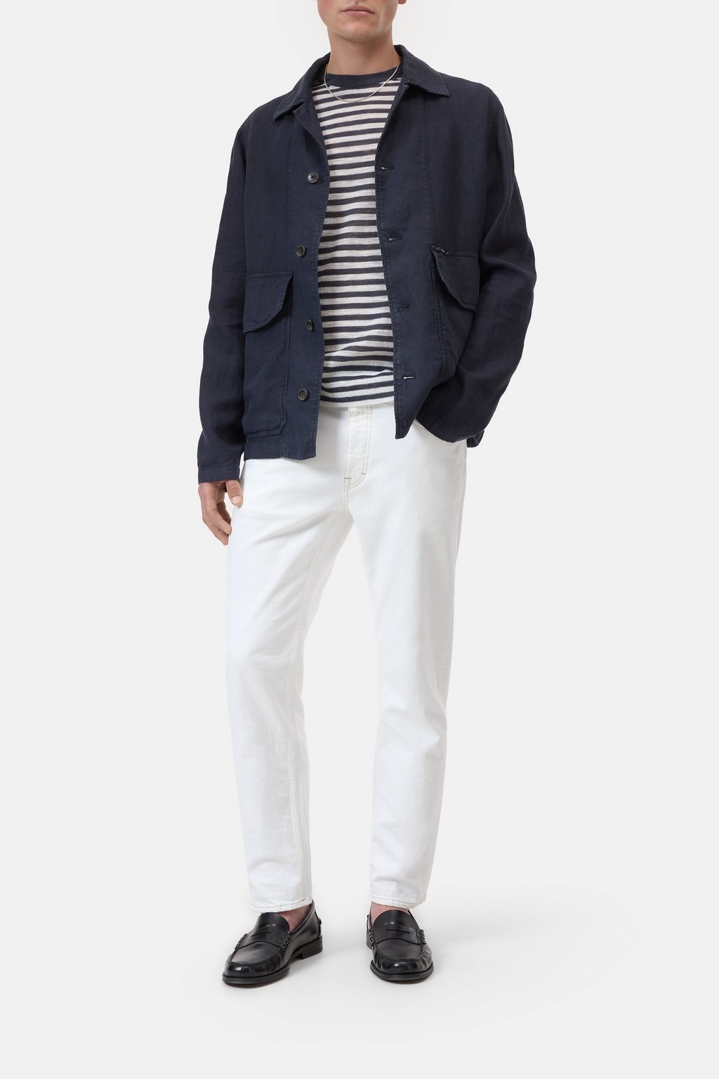 Cargo Jacket Made Of Pure Linen Closed