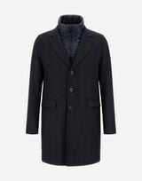 SHADED EFFECT HERRINGBONE WOOL AND NYLON ULTRALIGHT COAT
