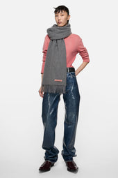 Fringe Wool Scarf Oversized