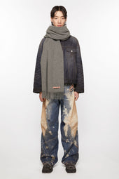 Fringe Wool Scarf Oversized