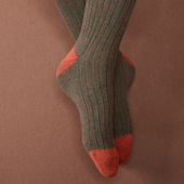 Vert Kaki Orange Color Block Coton