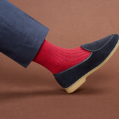 Rouge Bleu Acier Color Block Coton