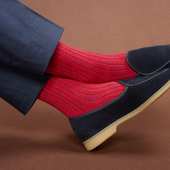 Rouge Bleu Acier Color Block Coton