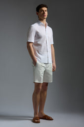 Cotton Seersucker Short Sleeve Jersey Shirt