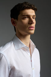 Cotton Seersucker Short Sleeve Jersey Shirt