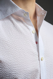 Cotton Seersucker Short Sleeve Jersey Shirt