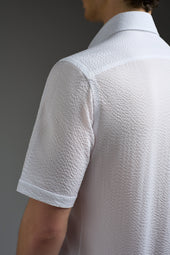 Cotton Seersucker Short Sleeve Jersey Shirt