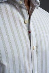 Striped Cotton and Linen Short Sleeves Shirt