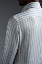 Striped Cotton and Linen Short Sleeves Shirt