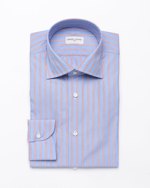 The "Light Blu – Red Stripe" Shirt – Cotton