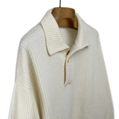 Billy Chunky Ribbed Collared Sweater In Supergeelong Wool Viscose And Cashmere