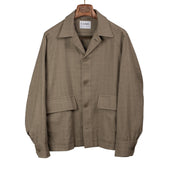 Brother shirt jacket in mud brown irregular weave cotton