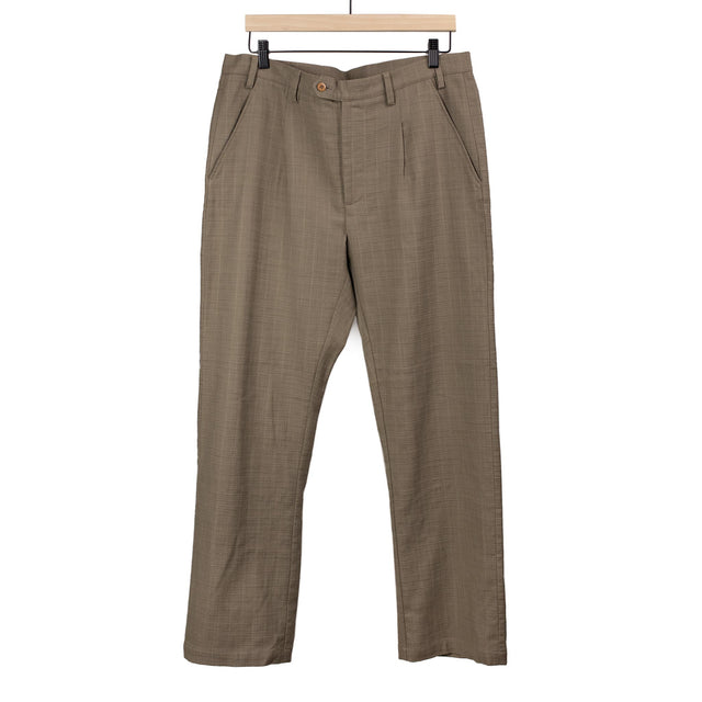 Spectacular Air trousers in mud brown irregular weave cotton