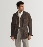 Veste Saharienne En Cuir Marron
