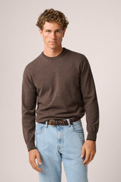 Crew Neck Knit Sweater Cashmere Brown