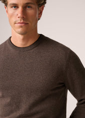 Crew Neck Knit Sweater Cashmere Brown