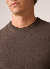 Crew Neck Knit Sweater Cashmere Brown
