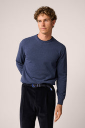 Crew Neck Knit Sweater Cashmere Blue