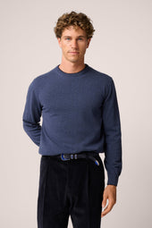 Crew Neck Knit Sweater Cashmere Blue