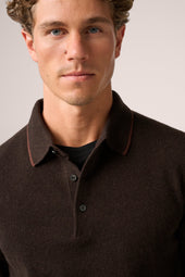 Long-Sleeved Polo - Cashmere - Chocolate Brown