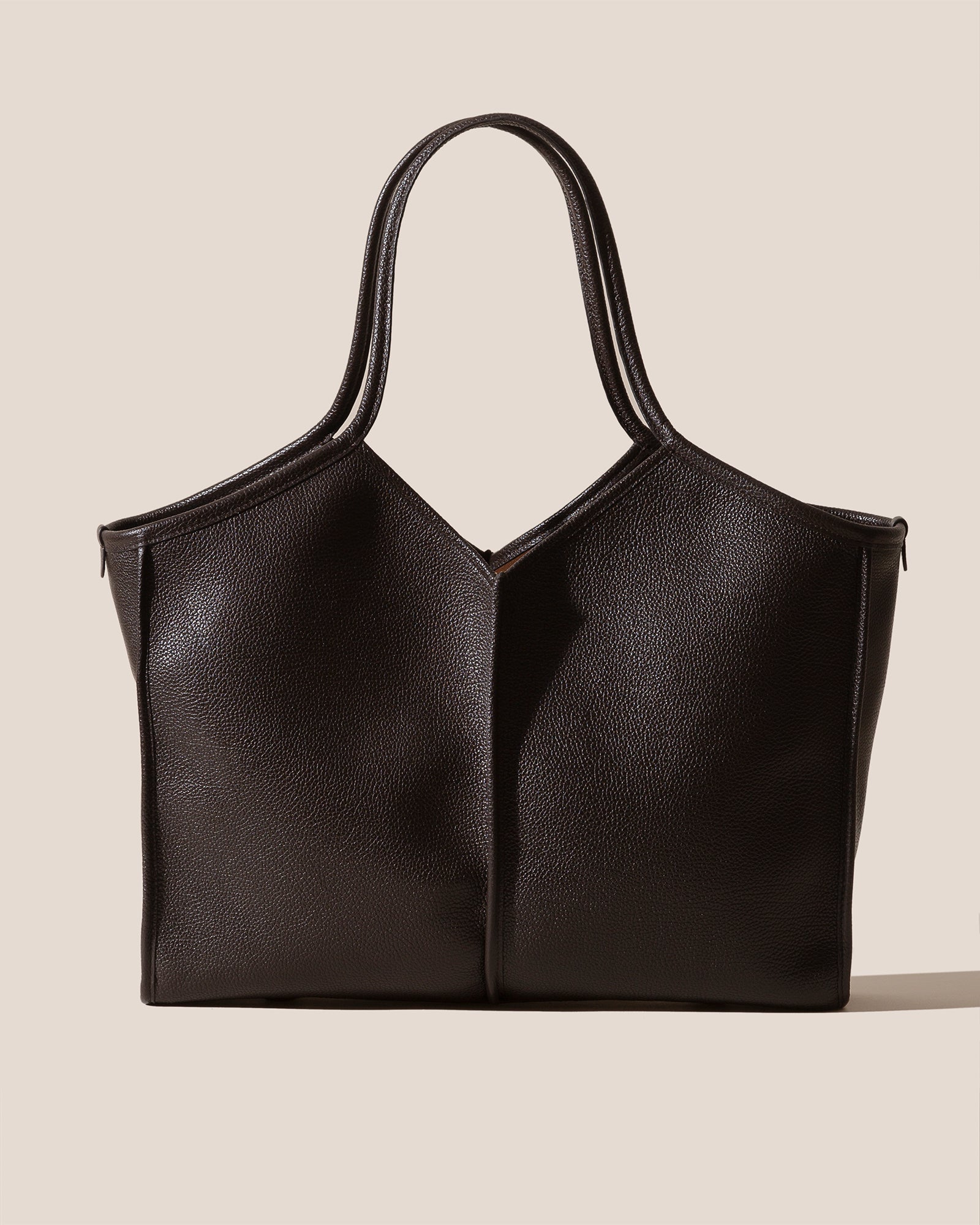 Calella Squared Medium Grainy Leather Trimmed Tote Bag