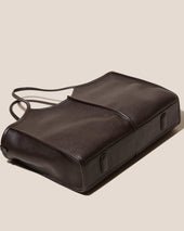 Calella Squared Medium Grainy Leather Trimmed Tote Bag