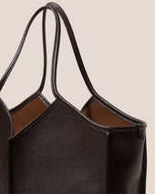 Calella Squared Medium Grainy Leather Trimmed Tote Bag
