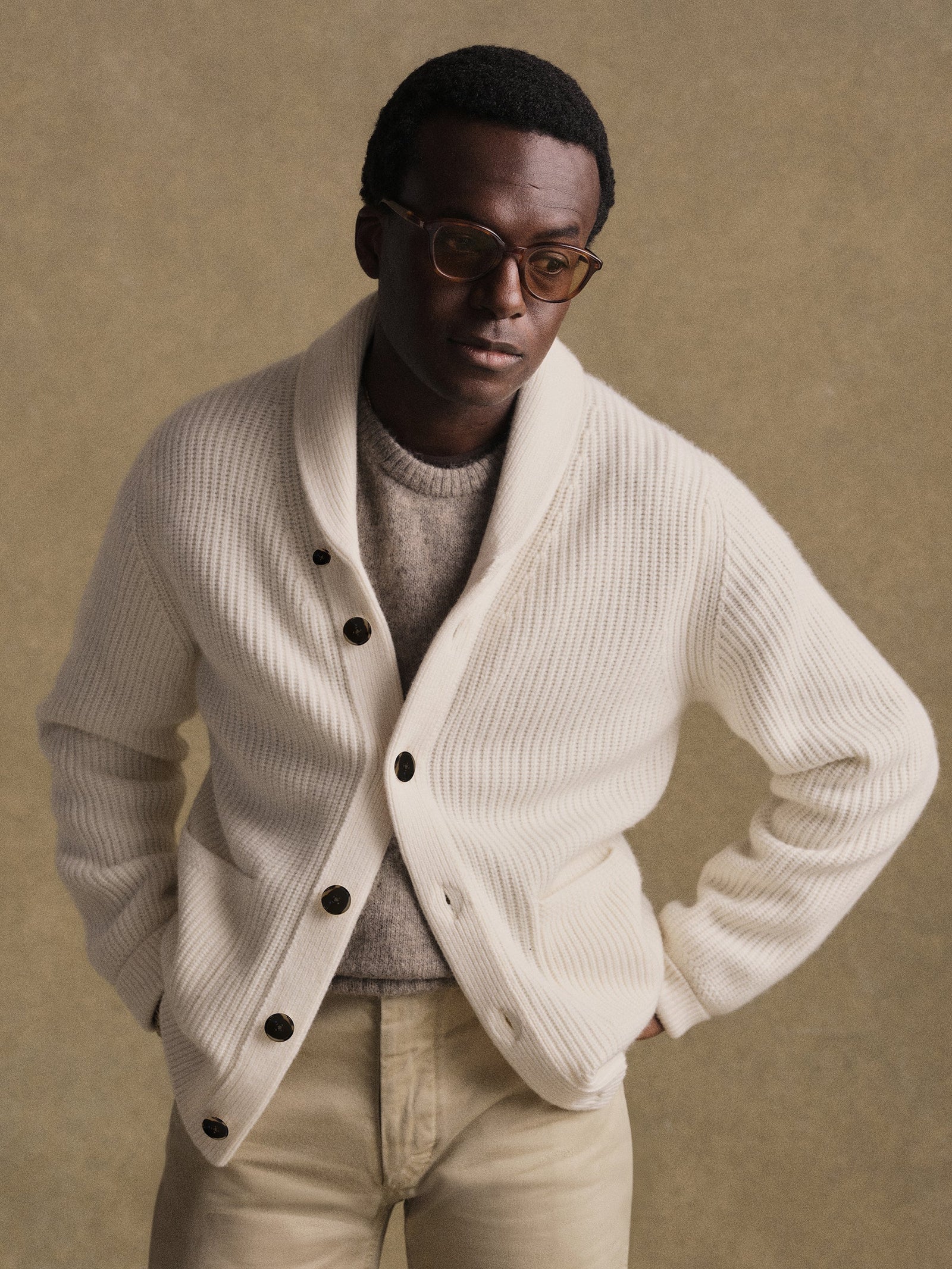 Natural California Cashmere Shawl Cardigan