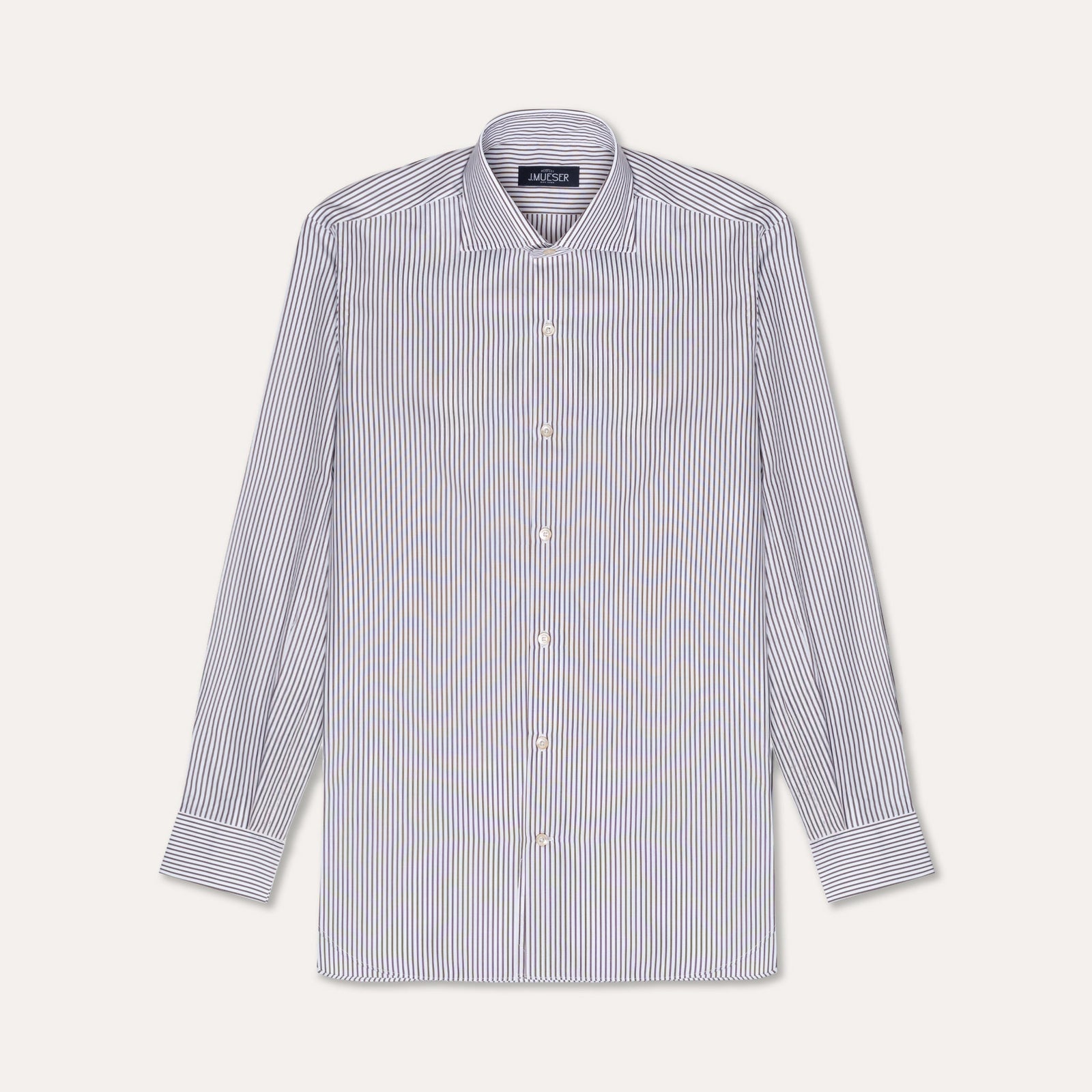 Brown Stripe Poplin Spread Collar Shirt