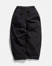 KADEN BALLOON PANT - BLACK BRUSHED NYLON WITH SHROOM STITCHING