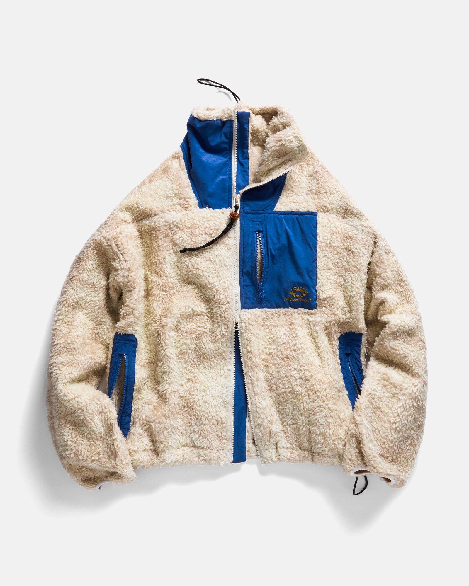 Rc2 Wuf Fullzip Deep Pile Fleece Natural Shadow Screened Organic Cotton Sherpa With Cloudless Blue Nylon Details