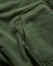 "ALL-SEASON OUTDOOR" TOLMIE FULLZIP SWEATSHIRT - FADED OLIVE / GOLDENROD 19oz. ALL COTTON FLEECE