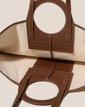 Cala L Leather Trimmed Canvas Tote Bag