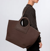 Cala L Leather Trimmed Canvas Tote Bag
