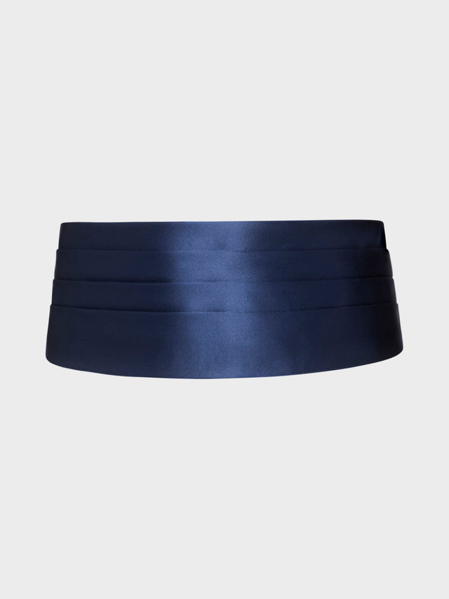 Fascia smoking in raso accoppiato di seta blu
