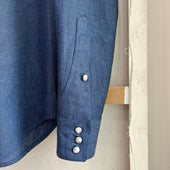 Blue Chambray Linen Sawtooth Western Shirt