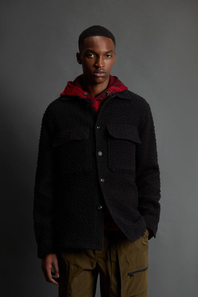 Overshirt in Italian Virgin Wool Blend from Casentino by Todd Snyder - Men - Black