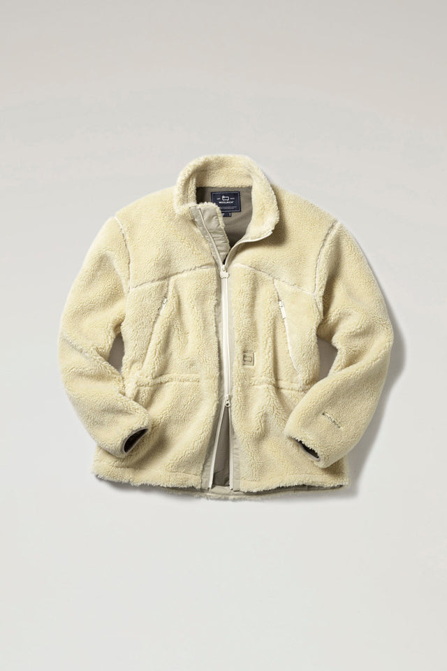 Terra Jacket in Wool Blend Sherpa Fleece - Men - White