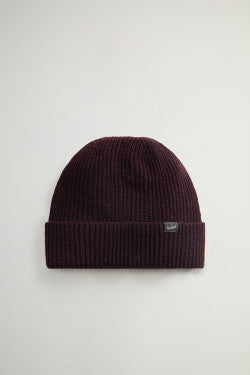 Beanie in Wool Blend - Men - Burgundy