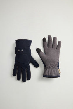 Gloves in Wool Blend with Adjustable Cuffs - Men - Blue