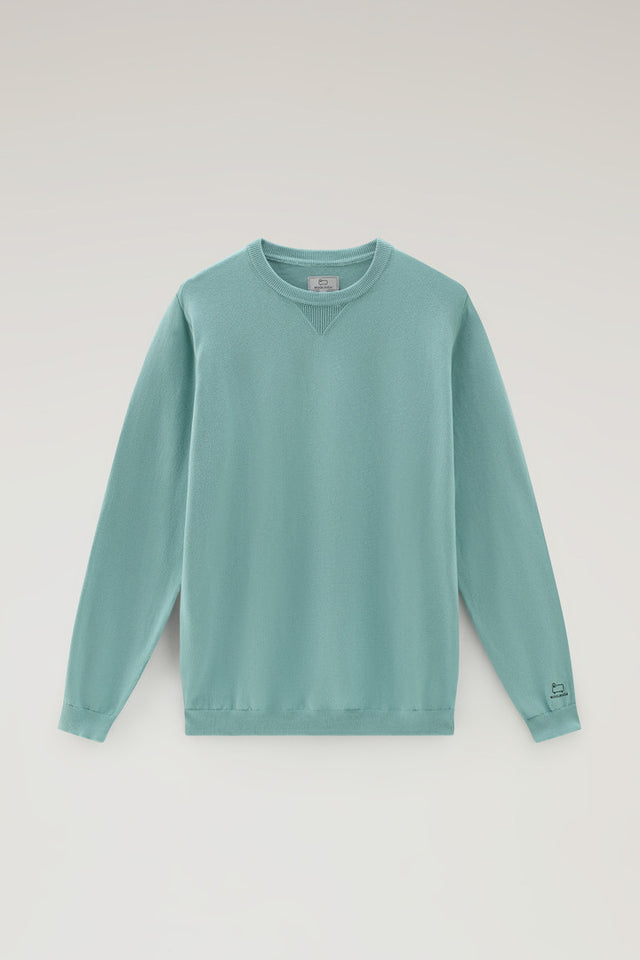Pure Cotton Crewneck Sweater - Men - Green