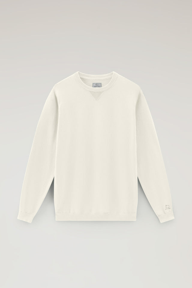 Pure Cotton Crewneck Sweater - Men - White