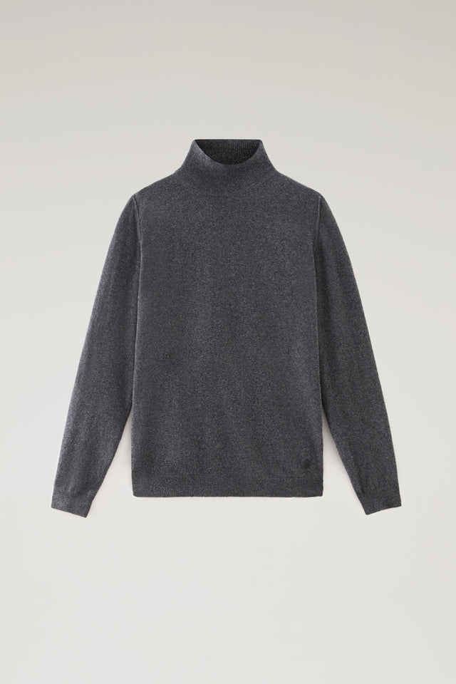 Turtleneck Sweater in Merino Wool Blend - Men - Gray