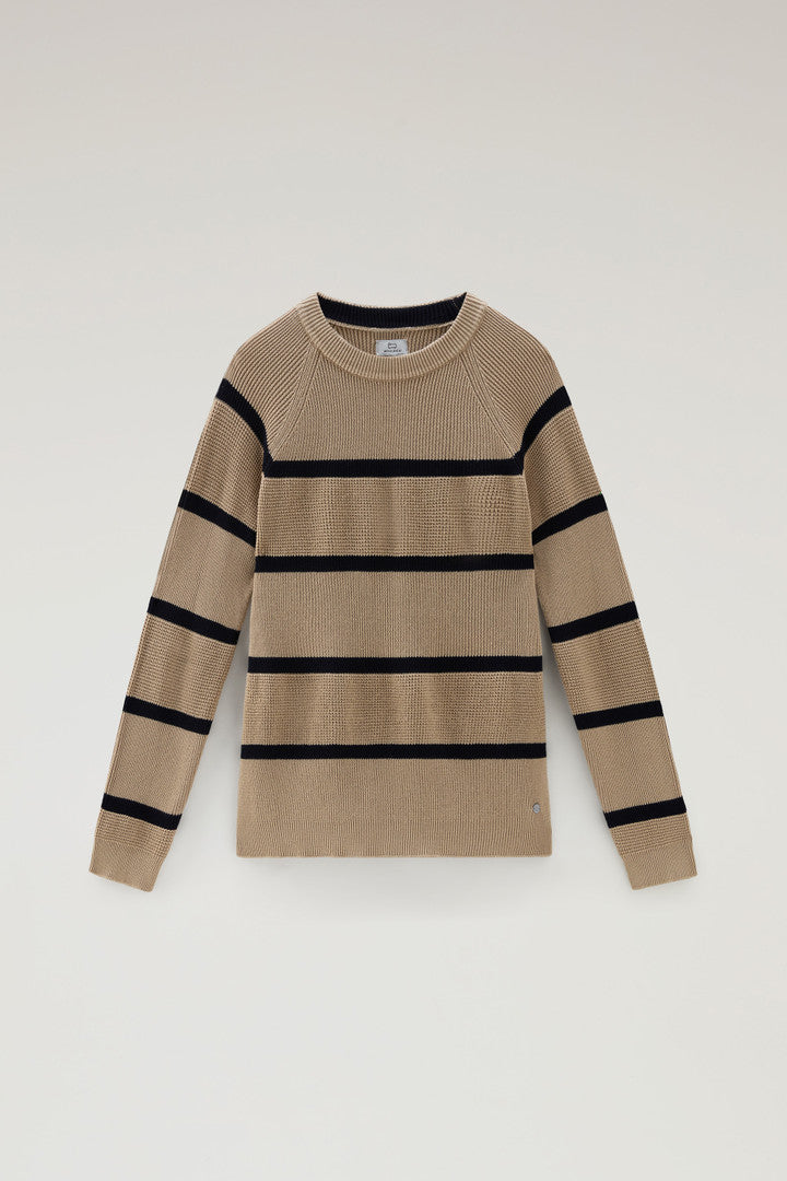 Striped Crewneck Sweater In Pure Cotton Men