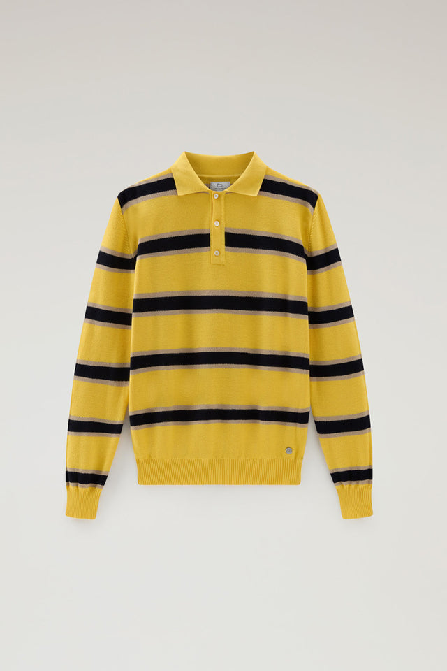Long-Sleeved Knit Polo - Men - Yellow