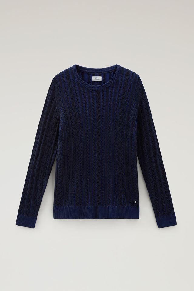 Vanisè Crewneck Sweater in Pure Cotton - Men - Blue